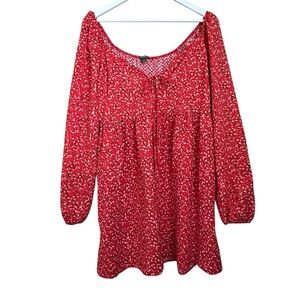 Wild Fable Red Floral Shift Dress Women Sz L